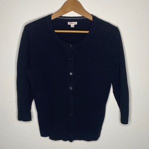 Black Button Down Cardigan w Cropped Long Sleeves